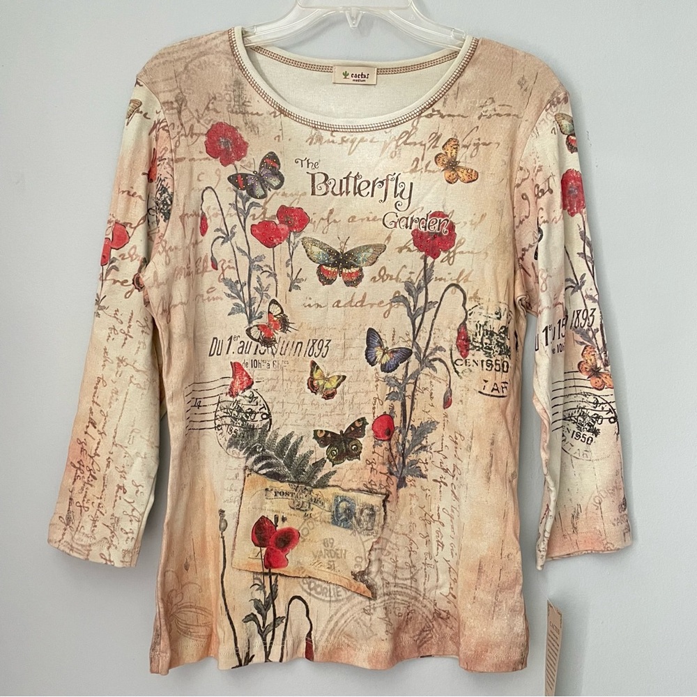 NEW Cactus Y2K Butterfly Graphic Long Sleeve Tee